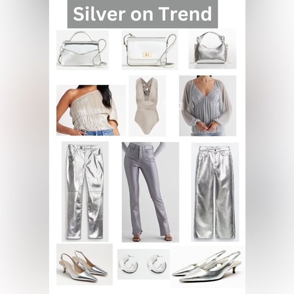 12TH TRIBE METALLIC SILVER STRAIGHT LEG PANTS SIZE S - Picture 7 of 8